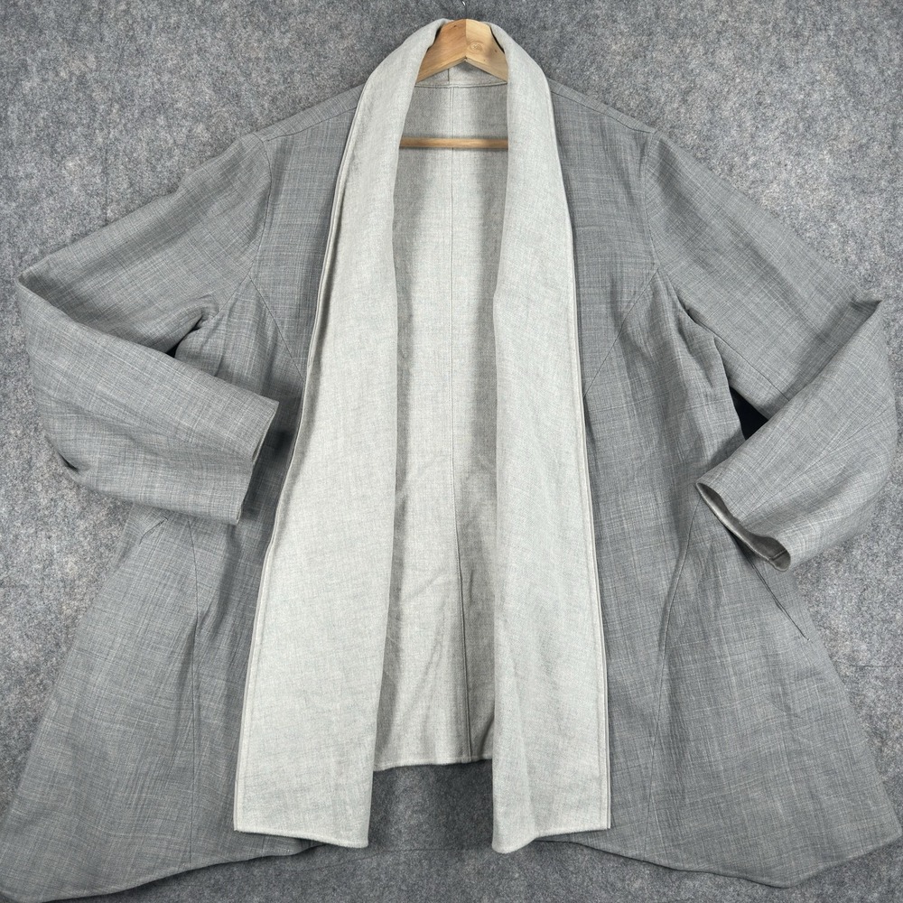 Lafayette 148 New York Coatigan Womens 18W Gray Wool Cashmere Reversible Kimono